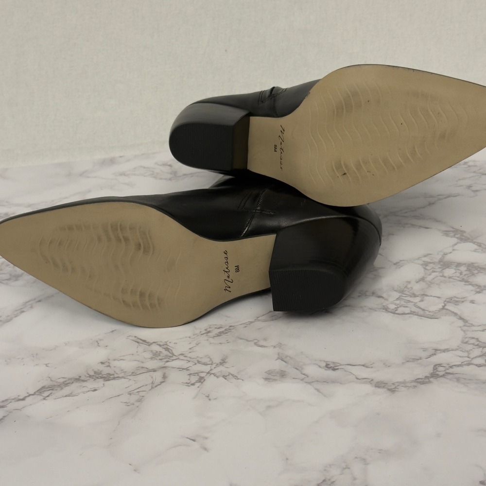 Matisse Caty Leather Booties Size 8 Black Leather Pointed Toe Ankle Boots - Picture 10 of 15